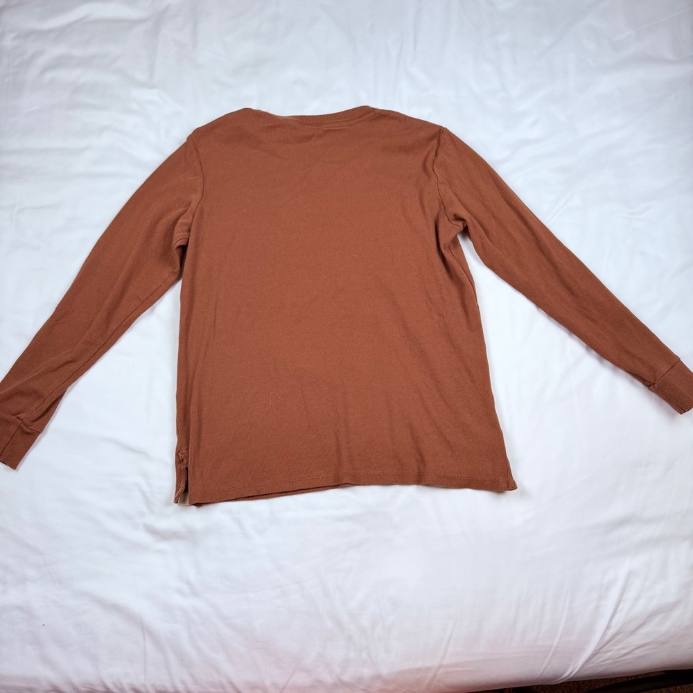 Burt's Bees Baby Women Brown Ribbed Organic Cotton Long Sleeve Top Size S - Picture 4 of 9